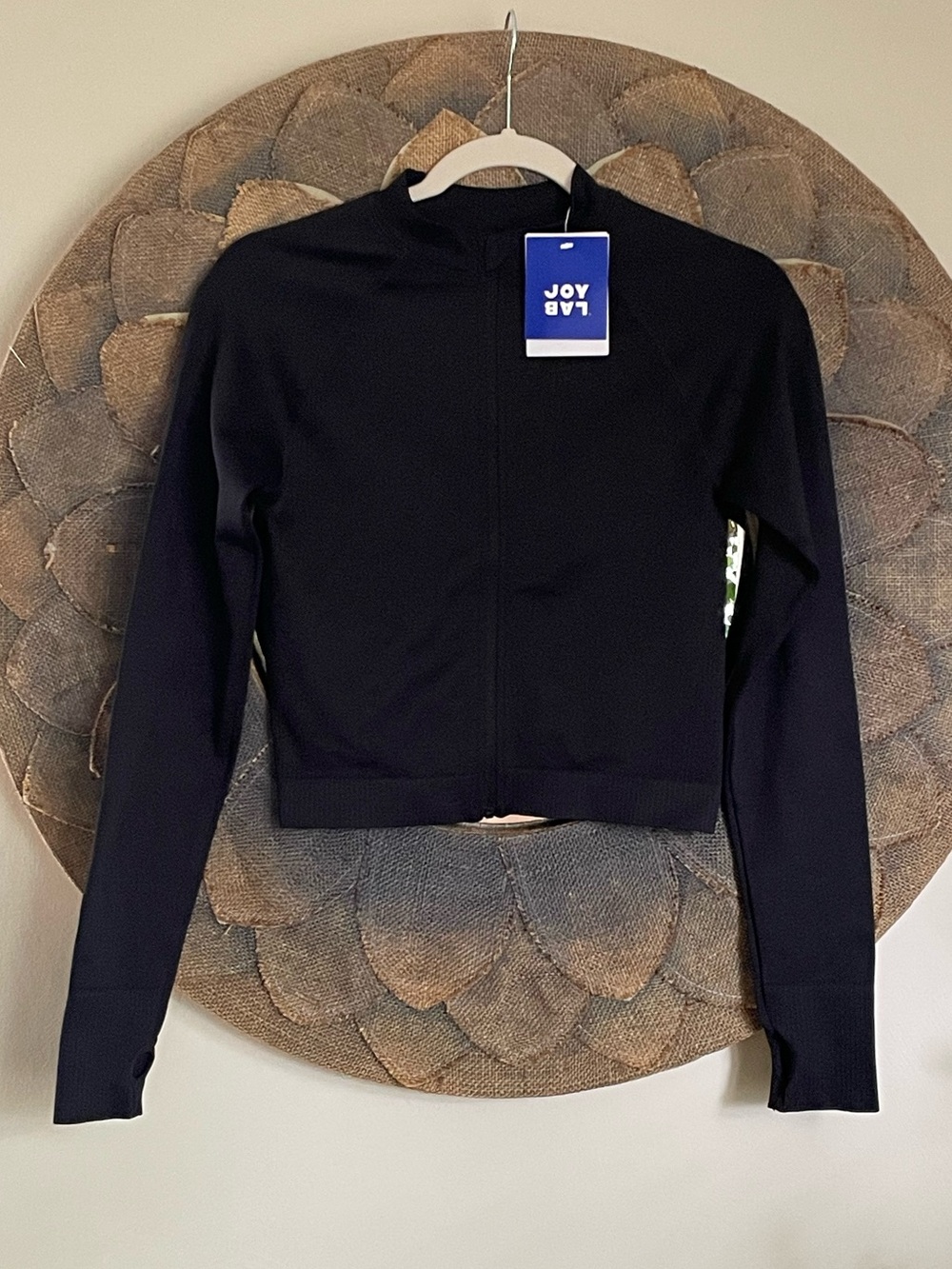 JoyLab Black Zip-Up Active Cropped Top NWT